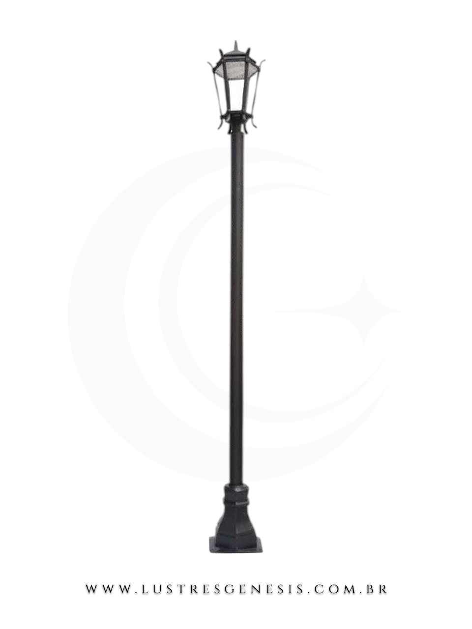 Poste de Jardim Colonial 4,07m Alum&iacute;nio Fundido com Suporte para Placa Ilumina&ccedil;&atilde;o externa fachada, jardim e &aacute;rea gourmet